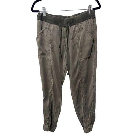 Anthropologie Hei Hei Drawstring Cambray Cargo Ankle Jogger Pants Olive Green S - Picture 1 of 12
